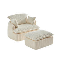 SESSEL DE-35257 mit Hocker Beige - Beige, Textil (89/77/115cm) - ComfortXL