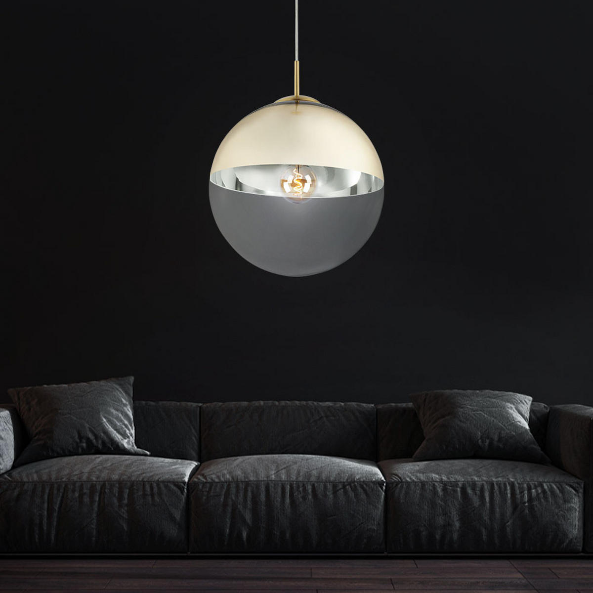 LED HÄNGELEUCHTE Metall Gold - Goldfarben, Glas (30/30/120cm) - Globo Lighting