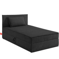 BOXSPRINGBETT ROTI Einzelbett, dunkelgrau - Dunkelgrau/Schwarz, Holz/Holzwerkstoff (100/200cm) - KONSIMO®
