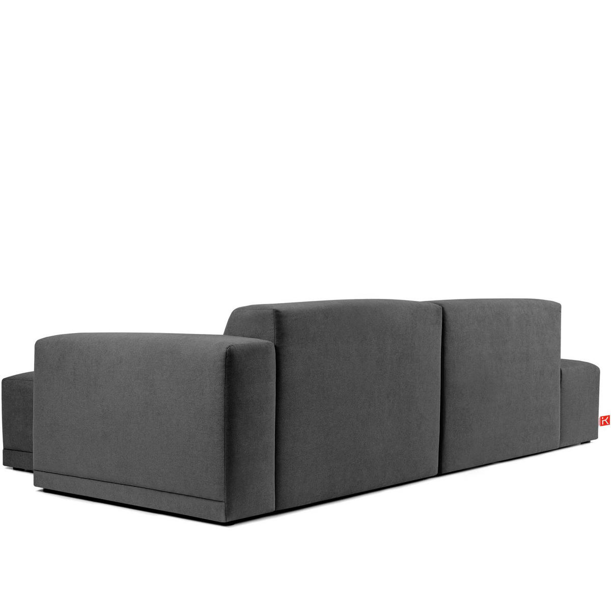 ECKSOFA RECHTS MUDI in moderner Optik mit hochwertigem Kaltschaum, Cord-Stoff, Dunkelgrau - Dunkelgrau/Schwarz, Textil (280/160cm) - KONSIMO®