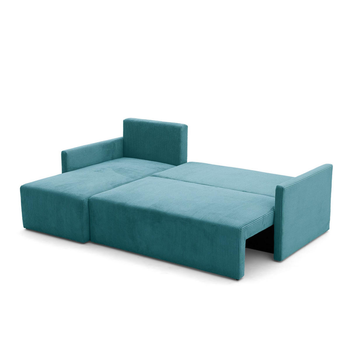 ECKSOFA GARDA L universell links/rechts montierbar mit Schlaffunktion 132x198 cm Cord Blau - Blau/Schwarz, Holz/Kunststoff (209/145cm) - NACANAPA