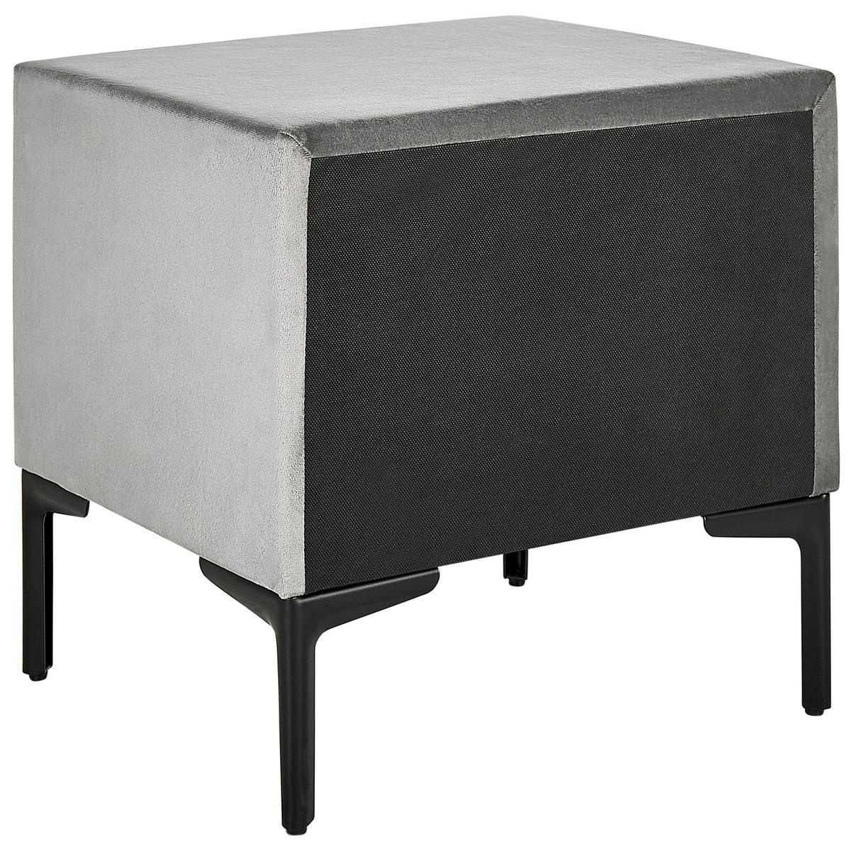 NACHTTISCH Samtstoff grau 2 Schubladen Sezanne - Schwarz/Grau, Textil (44/45/38cm) - Beliani