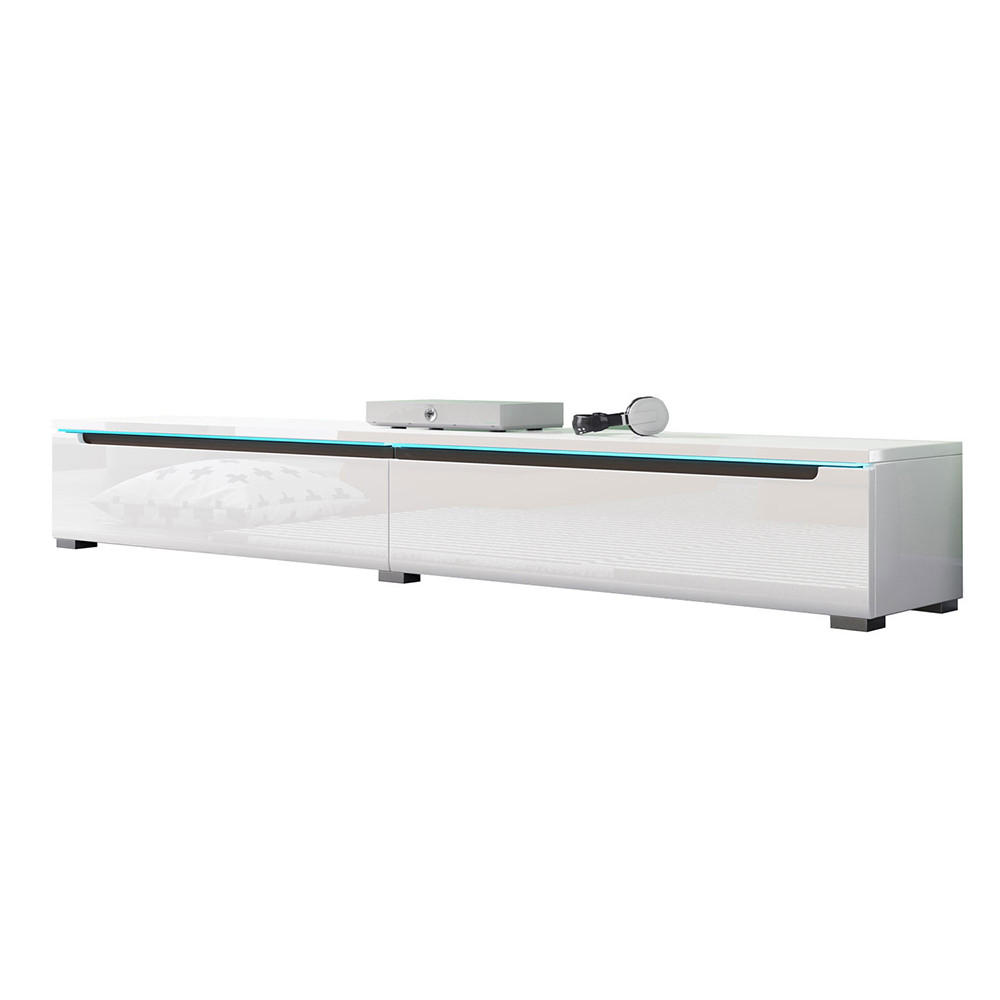 LOWBOARD Duna weiß / weiß Hochglanz 180 / 33 / 26cm - Weiß, Holz/Holzwerkstoff (180/26/33cm) - Feldmann-Wohnen