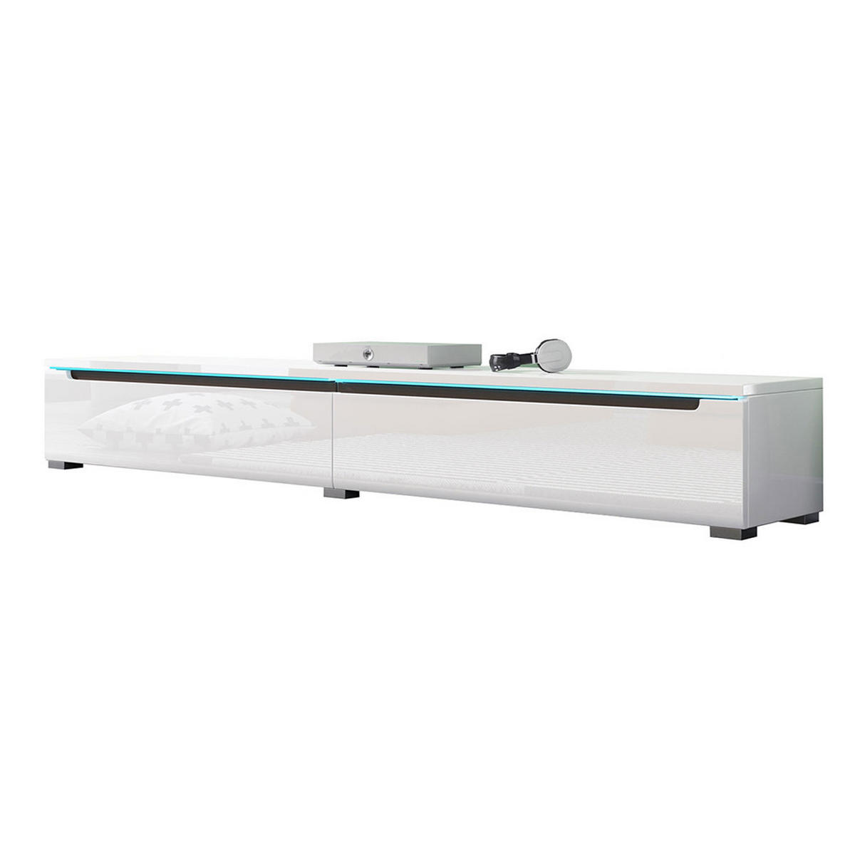 LOWBOARD Duna weiß / weiß Hochglanz 180 / 33 / 26cm - Weiß, Holz/Holzwerkstoff (180/26/33cm) - Feldmann-Wohnen