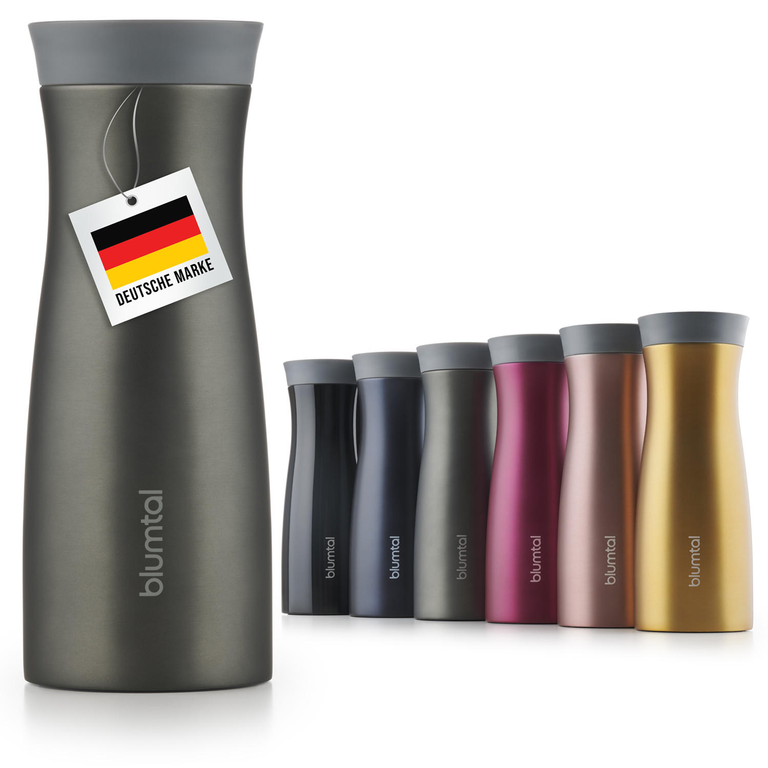 THERMOBECHER 380 ml - Kaffeebecher to go aus Edelstahl - auslaufsicherer Isolierbecher kalt/heiß - 360° Trinköffnung - Dunkelgrün - Dunkelgrün, Metall (0.38L) - Blumtal
