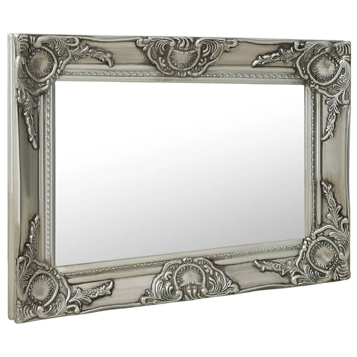 WANDSPIEGEL im Barock-Stil 60x40 cm Silbern - Silberfarben, Holz (40/2/60cm) - furnicato