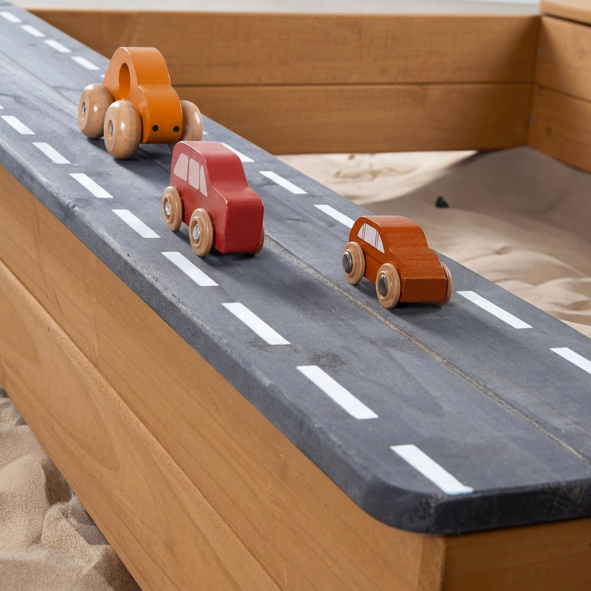 SANDKASTEN mit Matschküche - Teakfarben, Holz (117/54/118cm) - Roba