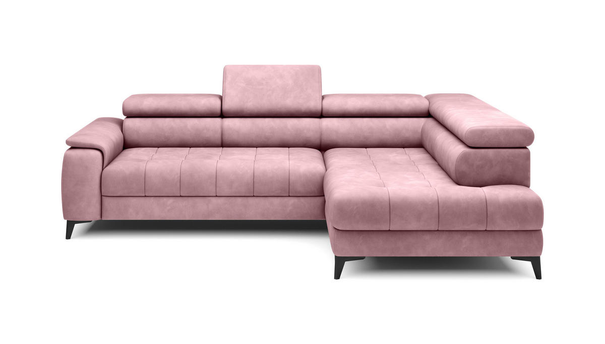 ECKSOFA CHIVAS Freistehend , Schlaffunktion, 278×197×76/98 cm, Stoff - Element, Silber, Rechts Seite - Silberfarben/Schwarz, Holz/Textil (197/278cm) - DomoHome