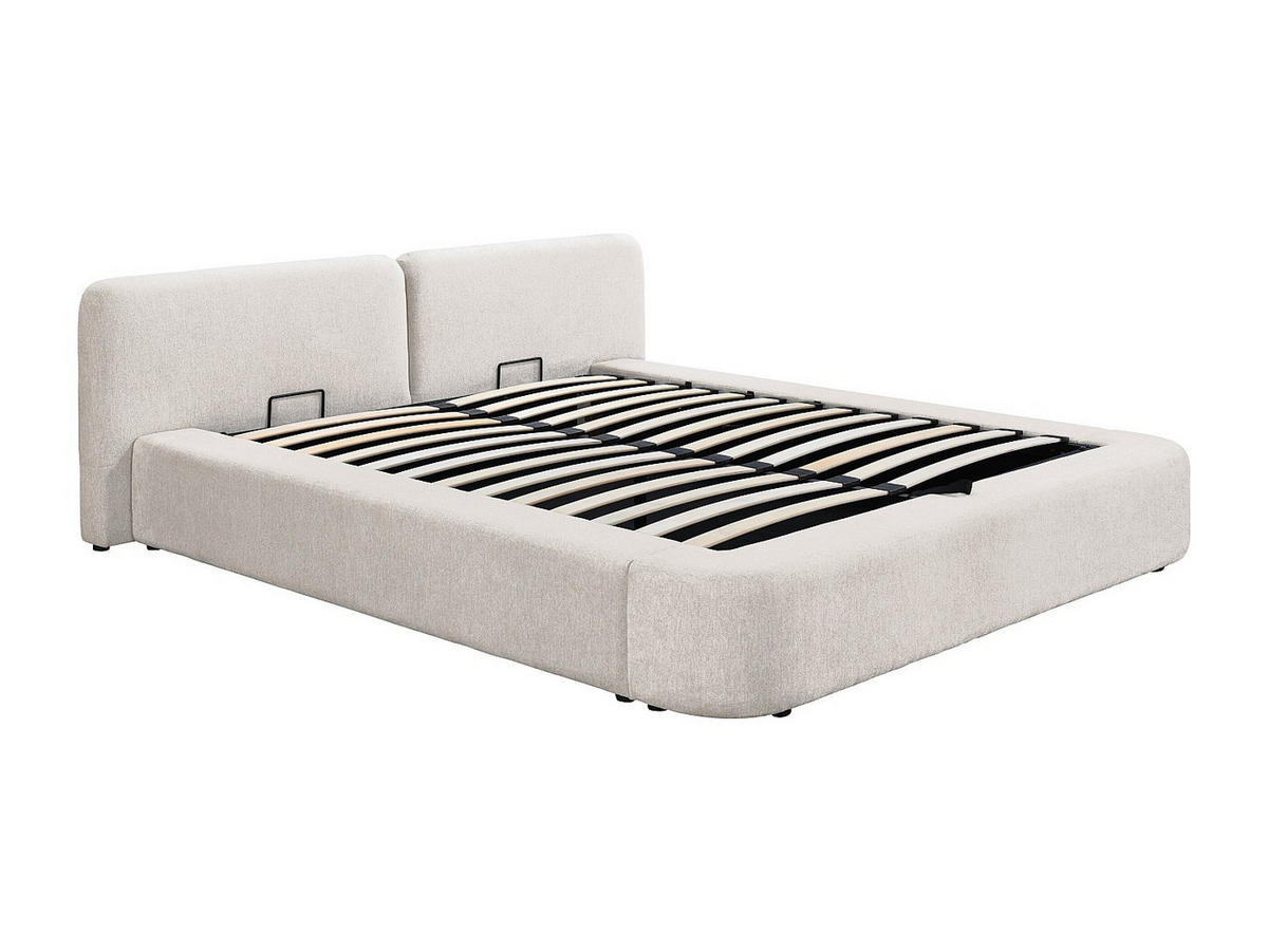 BETT mit Bettkasten - 2 Personen - Stoff - Beige - Beige, Textil (160/200cm) - Vente-Unique