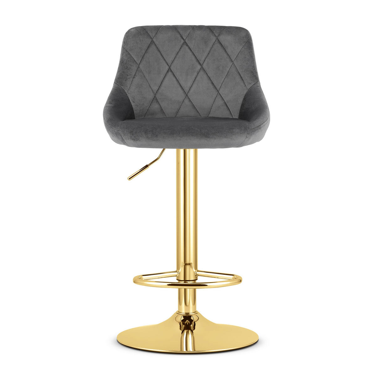 BARHOCKER DAKA grauer Sitz, Goldbasis - Grau, Textil (45.5/105/49cm) - Valora