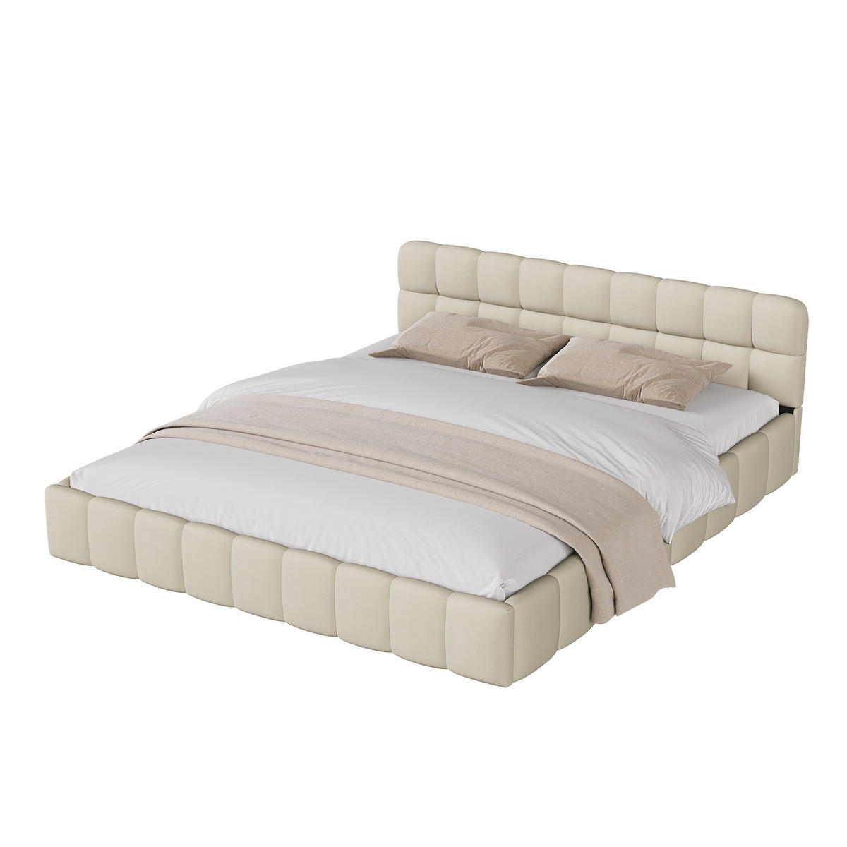 POLSTERBETT 160x200 cm Beige Leinen Bett, modern Kanten Design Doppelbett - Beige, Textil (160/200cm) - CASIVA