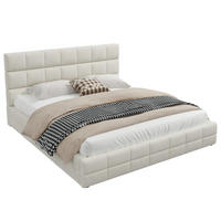 POLSTERBETT 180/200 cm in Beige mit Gepolstertem Kopfteil Samt Modernes Design - Beige, Holzwerkstoff/Textil (180/200cm) - STILVORA