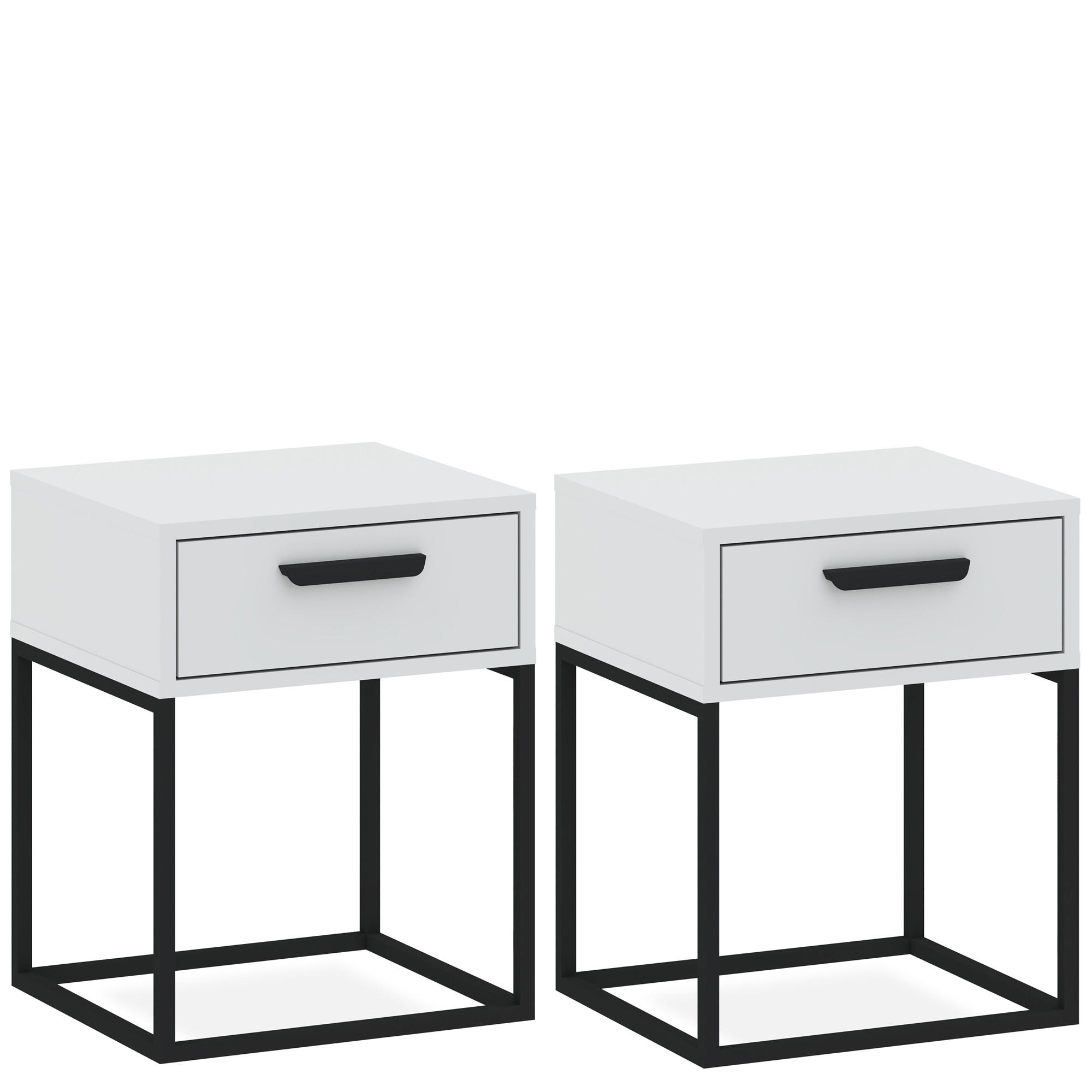 Konsimo® Nachttisch Weiß, Schwarz 40x52x39 cm