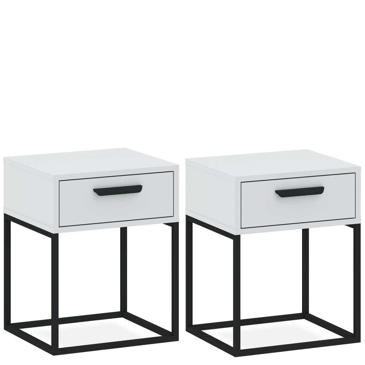 NACHTTISCH RECTUS 2-er Set - Schwarz/Weiß, Holzwerkstoff (40/52/39cm) - KONSIMO®