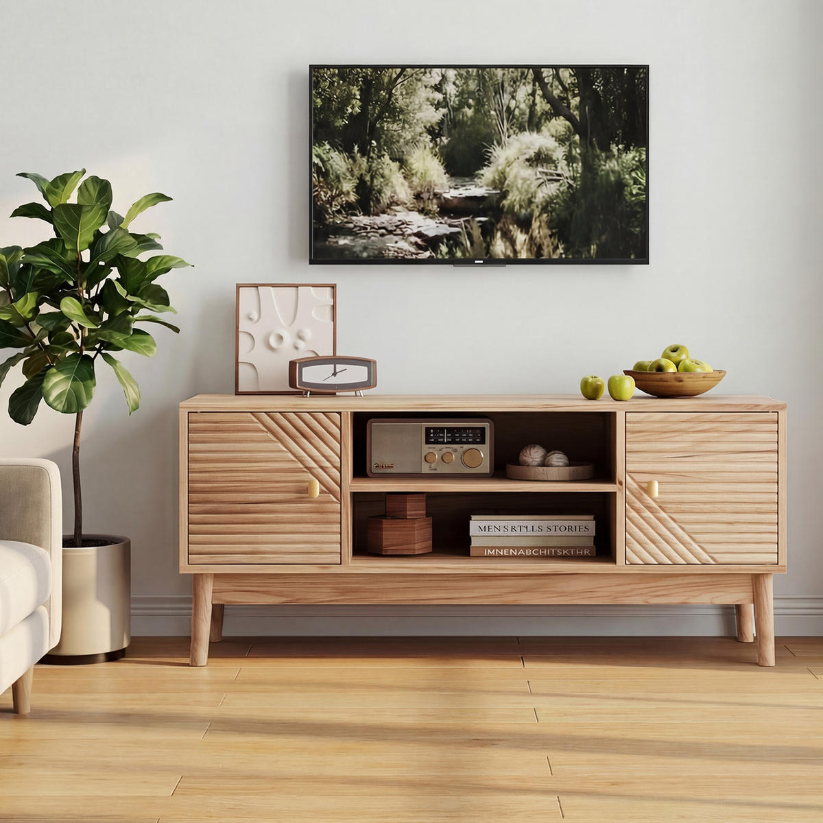 TV-SCHRANK 110 cm mit Stauraum für 32/45 Zoll, Eiche - Eichefarben, Holzwerkstoff (110/48/40cm)