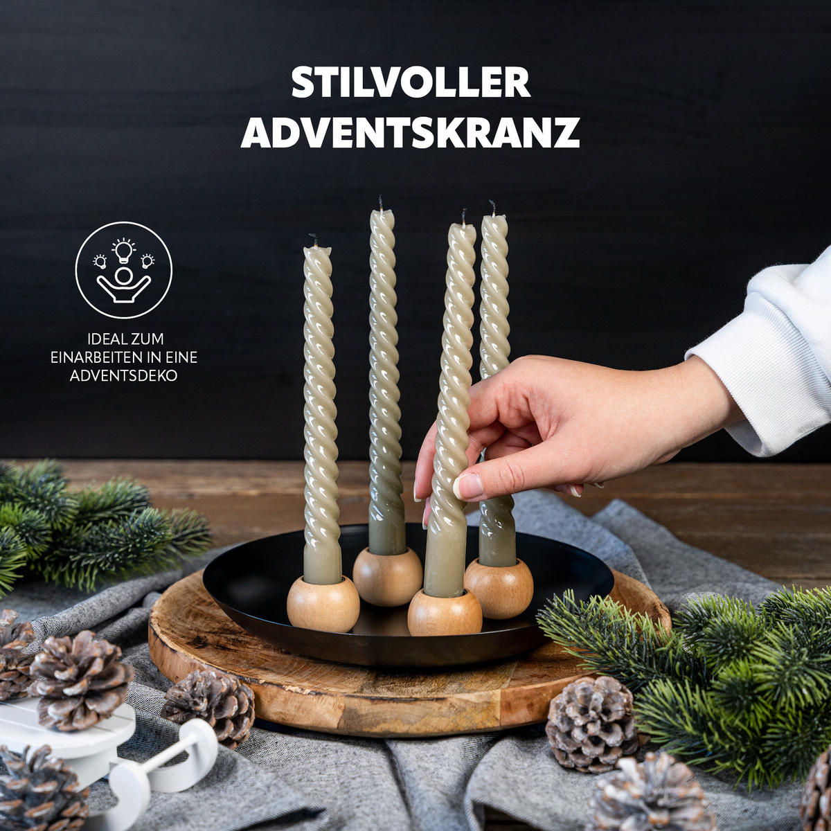 KERZENHALTER, schwarz - Schwarz, Metall (22.5/3.5/22.5cm) - bremermann