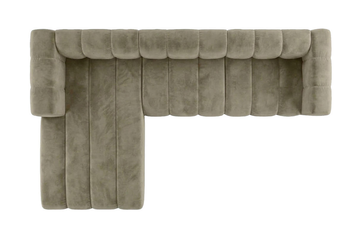 ECKSOFA Modulares In L-Form, Velvet-Stoff Riviera, Beige, Links, GRAND 318 cm - Beige, Holz (318/179cm) - Kaiser Möbel