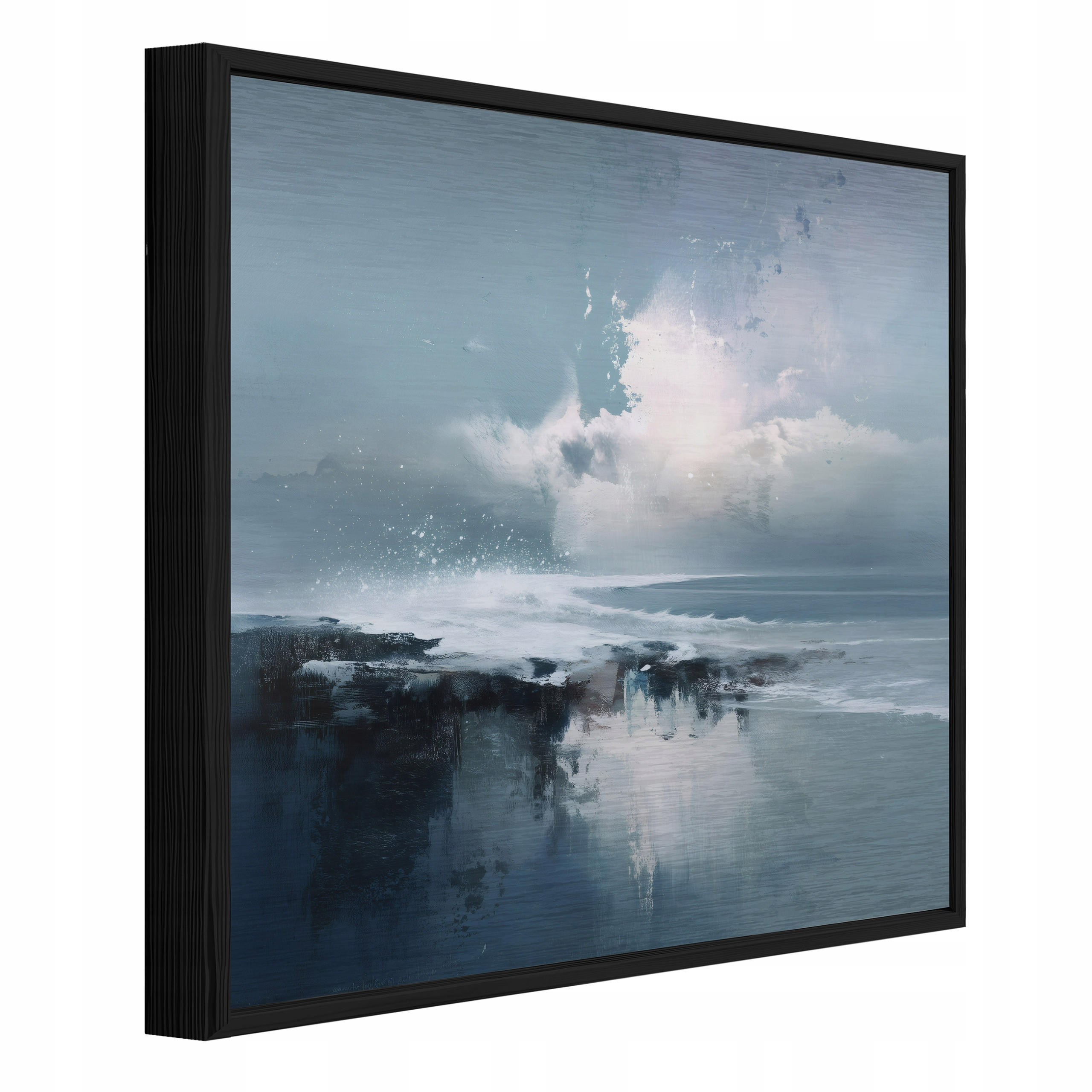 BILDER mit Rahmen Meer Abstraktion Blau 80x80 cm - Multicolor, Metall (80/80cm) - Wallarena