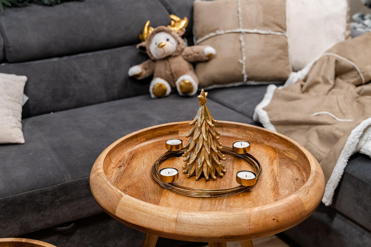 TEELICHTHALTER 28,5/28,5/3,5 cm - Goldfarben, Metall (28.5/3.5/28.5cm) - Home Styling Collection