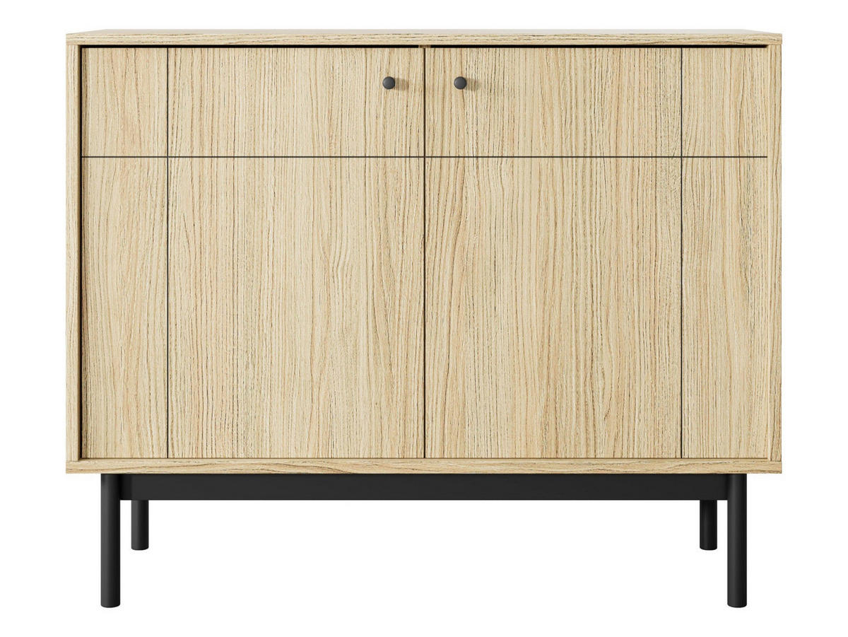 SIDEBOARD Japandies Eichenholzoptik 104 cm - Eichefarben/Schwarz, Holz/Holzwerkstoff (103.5/83.5/39cm) - Selsey