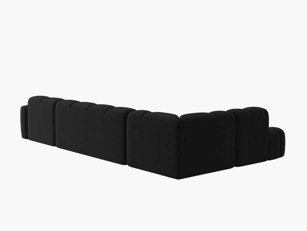 PANORAMASOFA links Lisa aus Samt schwarz 7 Sitzplätze - Schwarz, Textil (234/77/387cm) - Micadoni