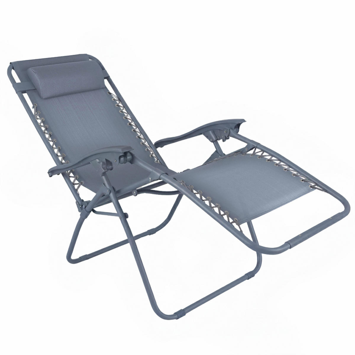 GARTENKLAPPSTUHL 2-tlg., Blau - Blau, Metall (65/110/160cm) - Oviala