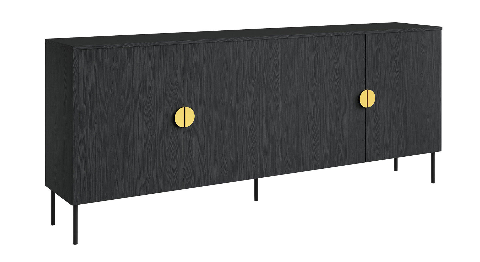 KOMMODE Mond anthrazit 213 / 40 / 87cm - Anthrazit/Goldfarben, Holz/Holzwerkstoff (213/87/40cm) - Feldmann-Wohnen