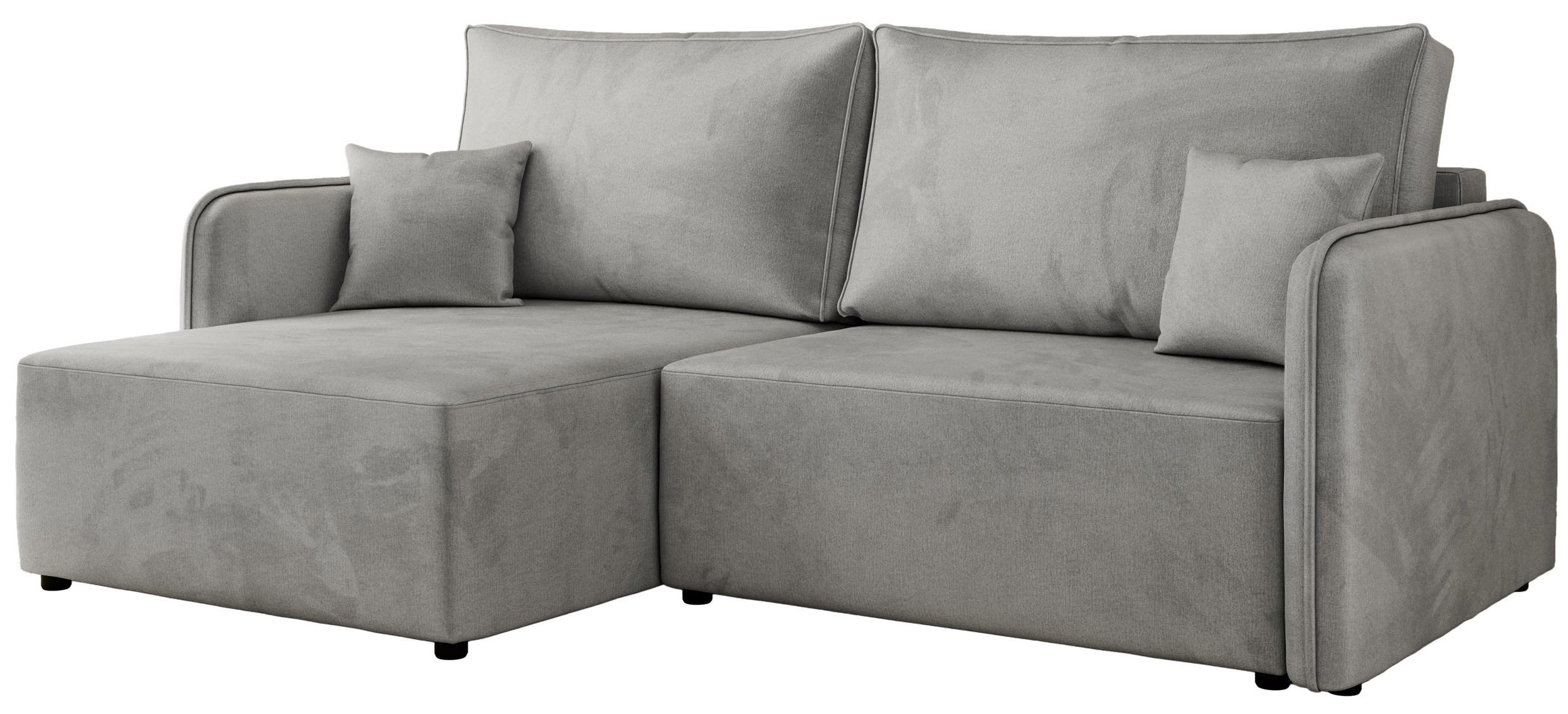 ECKSCHLAFSOFA MESTO L Hellgrau Velvet - links - Hellgrau/Schwarz, Kunststoff/Textil (227/147cm) - MKS