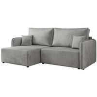 ECKSCHLAFSOFA MESTO L Hellgrau Velvet - links - Hellgrau/Schwarz, Kunststoff/Textil (227/147cm) - MKS