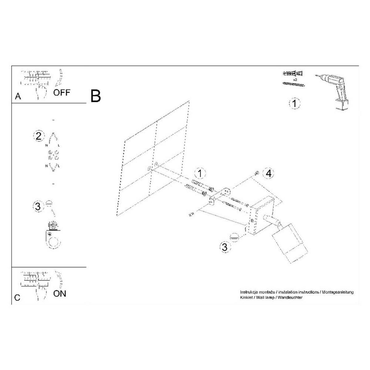 WANDLEUCHTE Stahl Schwarz Gold - Schwarz, Metall (17.5/16/8cm)