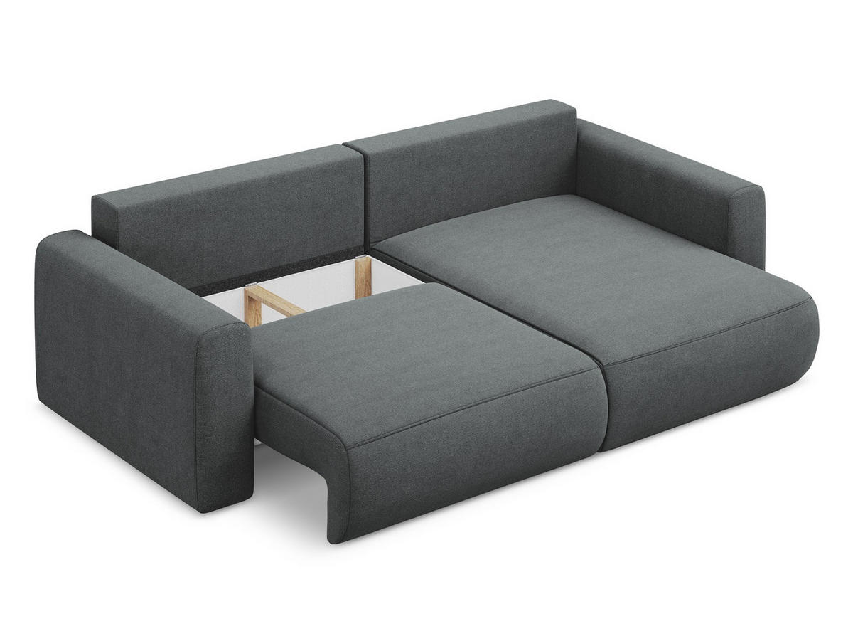 ECKSOFA mit Schlaffunktion Strukturstoff Stoff Grau - Schwarz/Grau, Kunststoff/Textil (240/149cm) - Makamii