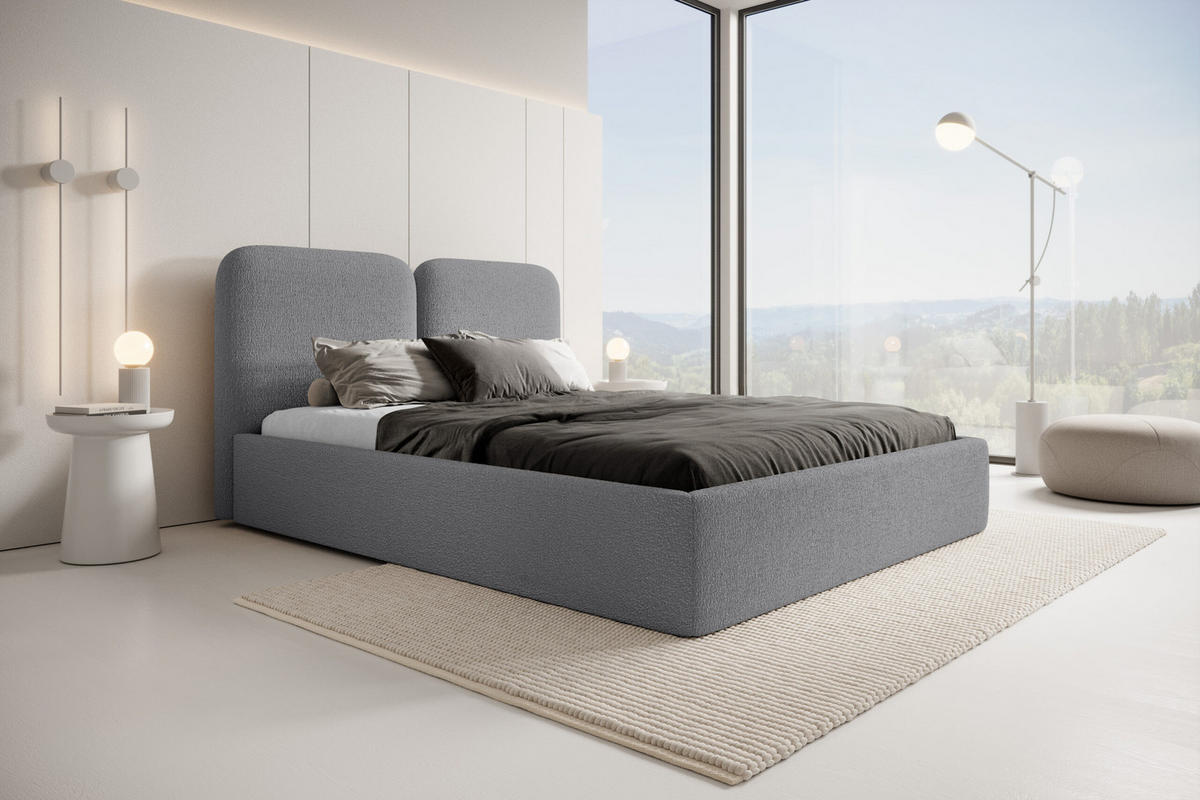 POLSTERBETT Fistera Hellgrau 180x200 cm - Grau, Textil (180/200cm) - Fedve