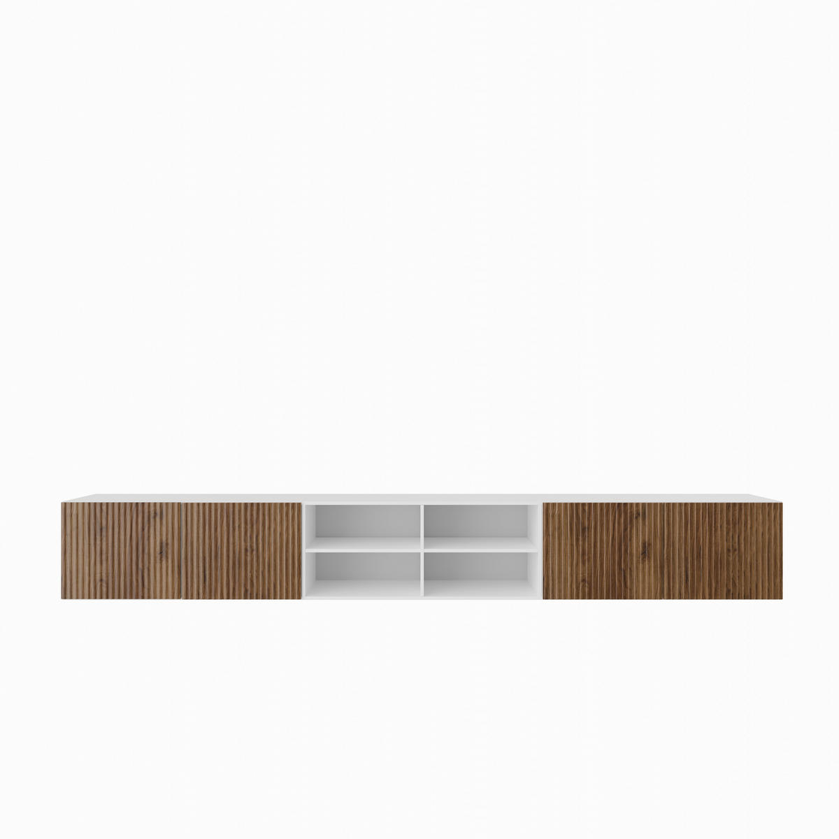 TV-SCHRANK Noe IV 300 cm, viertürig, weiß, catania - Weiß/Braun, Kunststoff (300/41/40cm) - Margaret Hadas24