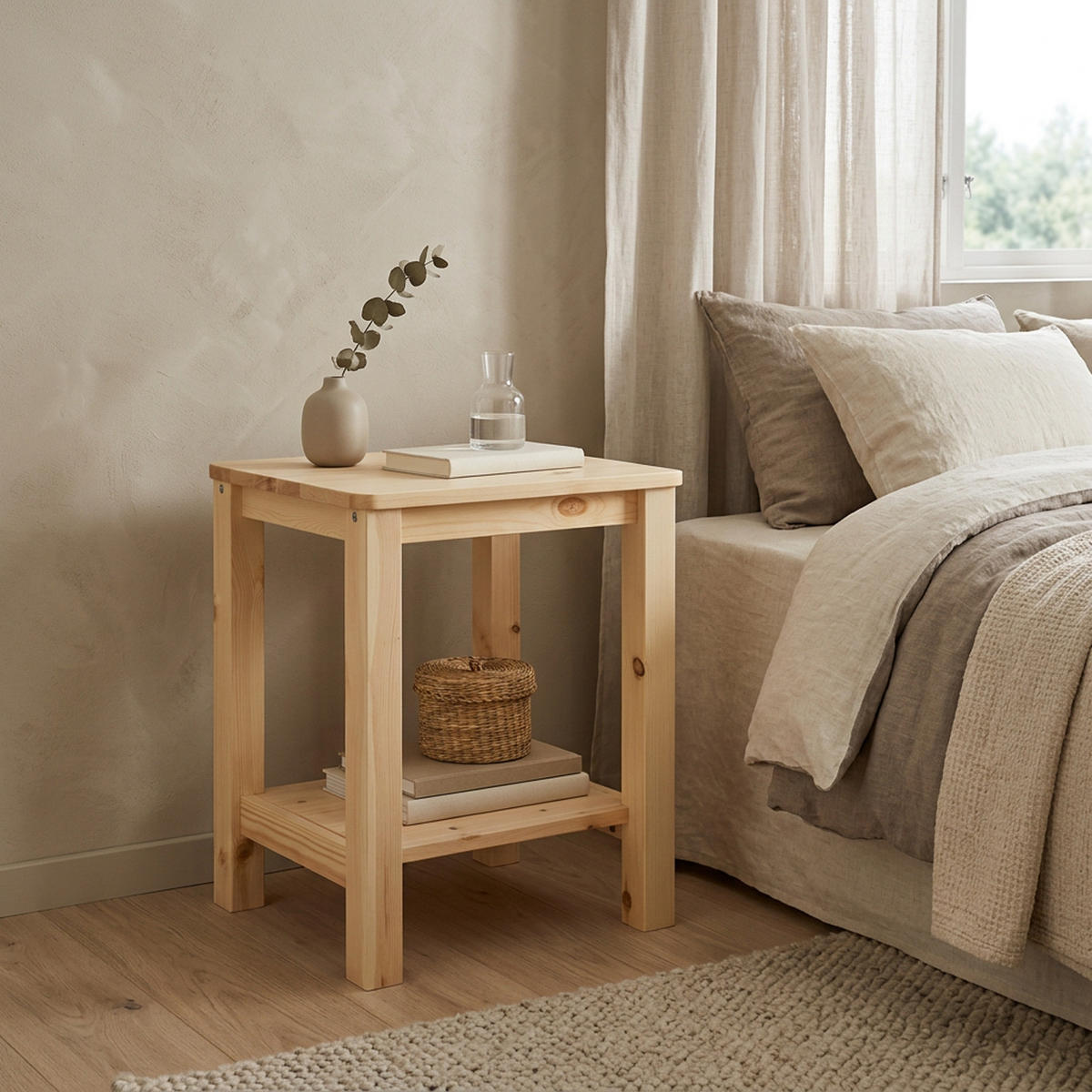 NACHTTISCH Kiefer natur 47/38/32 cm - Braun, Holz (38/47/32cm) - Homestyle4u