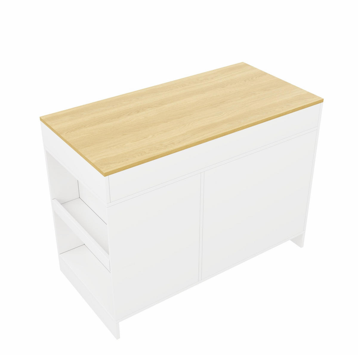 SERVIERWAGEN mit 3 Schubladen und Haustierbereich 120 x 60 x 90 cm Weiß - Wildeiche, Holz (60/90/120cm) - Beauniv