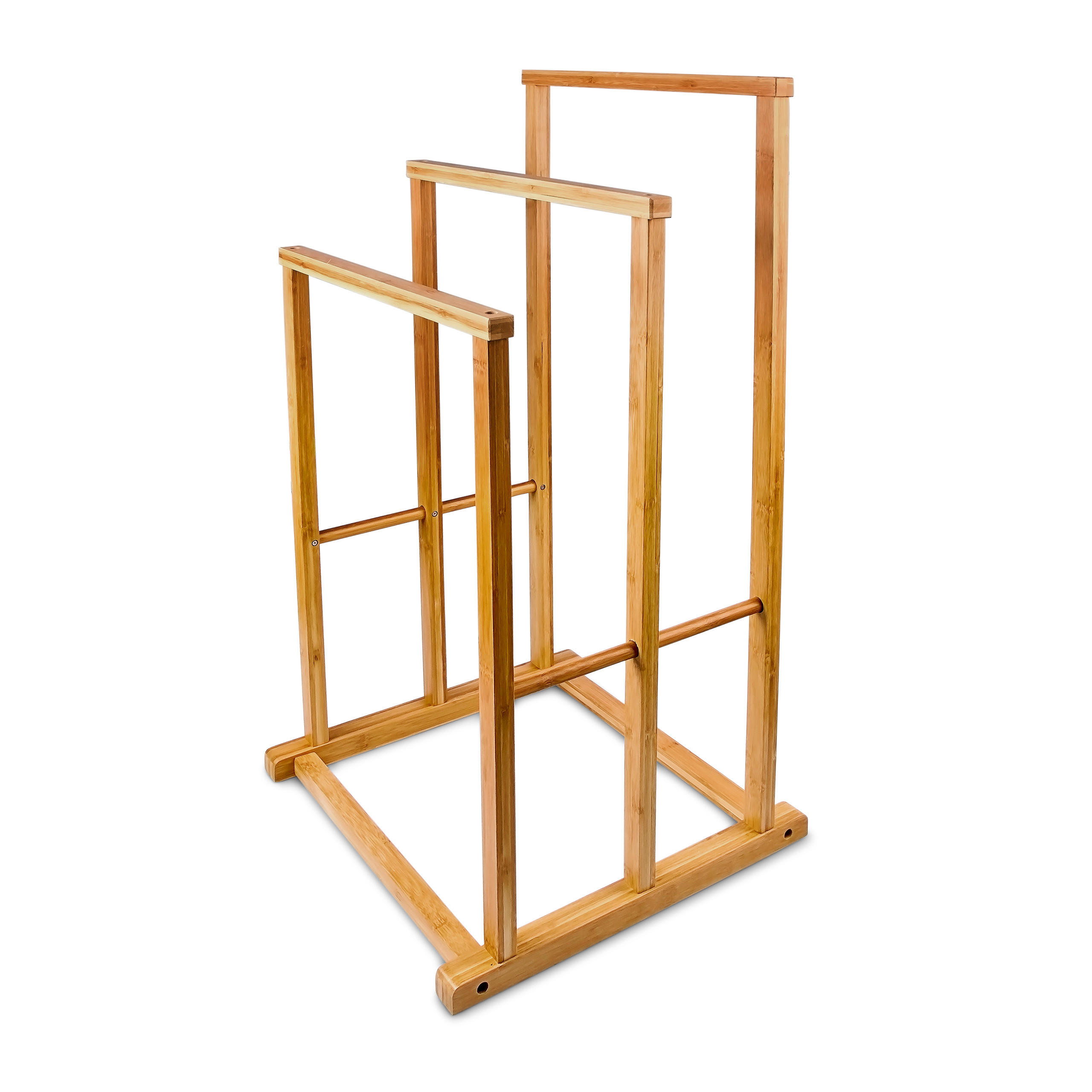 HANDTUCHHALTER 3-fach - Hellbraun, Holz (42/82.5/42.5cm) - Relaxdays