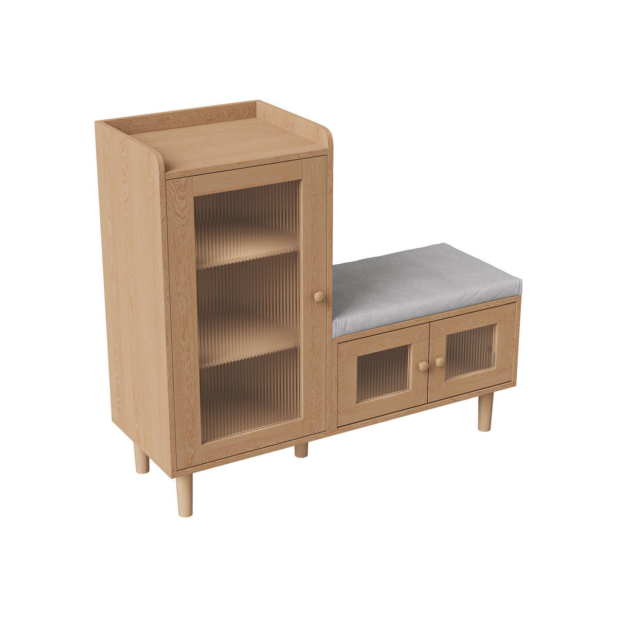 SCHUHSCHRANK mit Sitzbank 100cm Naturfarben Schuhkommode Flur Bank mit Stauraum - Naturfarben, Holz (100/90/35cm)