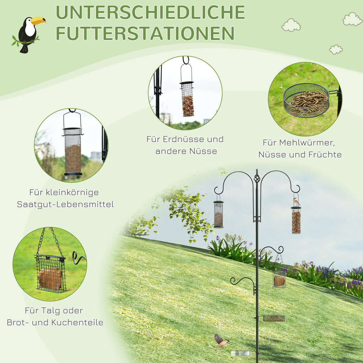 VOGELFUTTERSTATION DE-10737 Schwarz - Schwarz, Metall (54.5/208/54.5cm) - ComfortXL