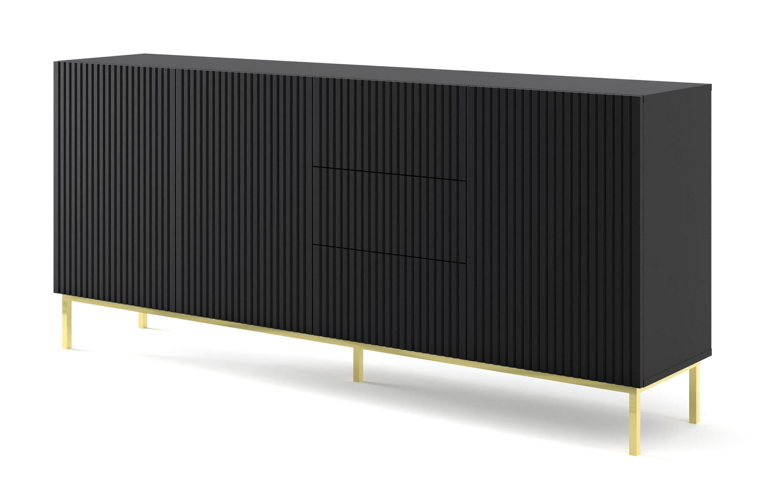 SIDEBOARD SCHWARZ - Goldfarben/Schwarz, Holzwerkstoff (200/89/42cm) - FURNLUX