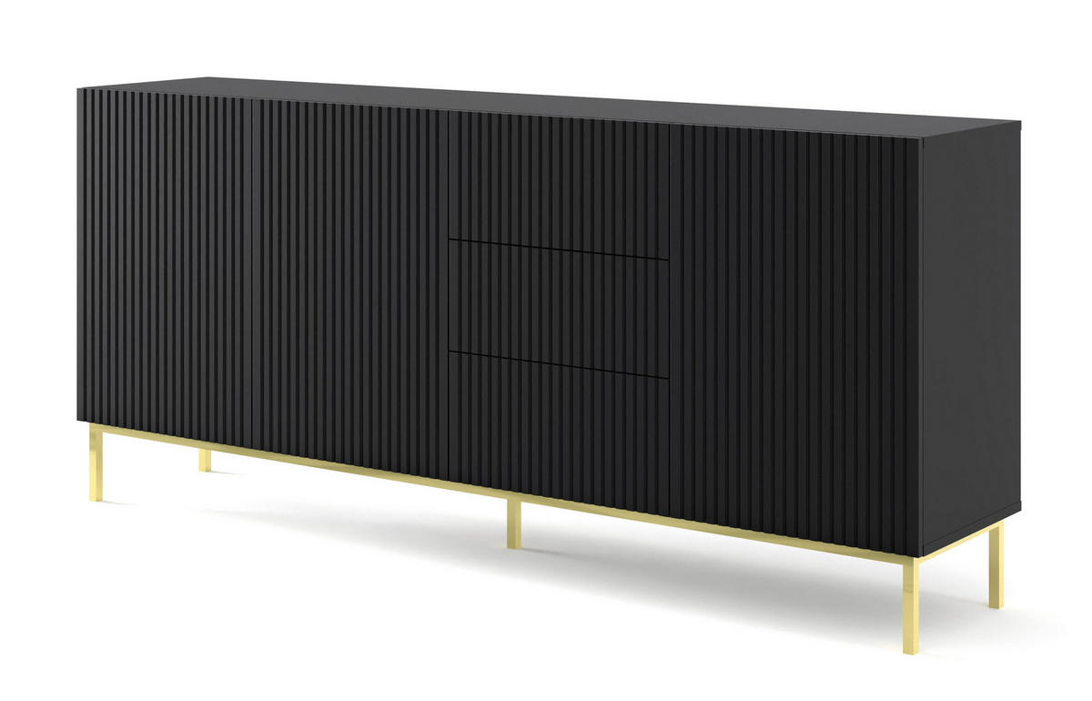 SIDEBOARD SCHWARZ - Goldfarben/Schwarz, Holzwerkstoff (200/89/42cm) - FURNLUX