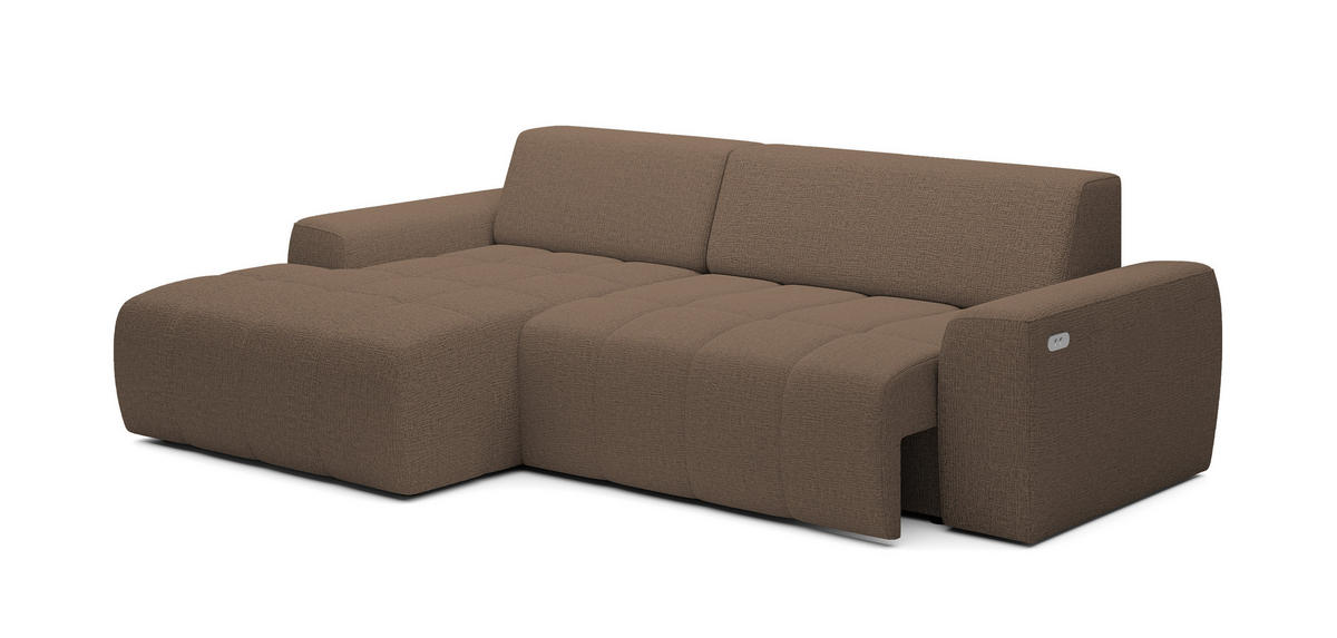 ECKSOFA Savio Freistehend, Mit Abriebfestem Kansas-Stoff, Maße 265x172x81cm, Ausziehbare Sitzfläche 206x92cm, Linke, Cappucino - Cappuccino, Holz/Textil (172/265cm) - DomoHome