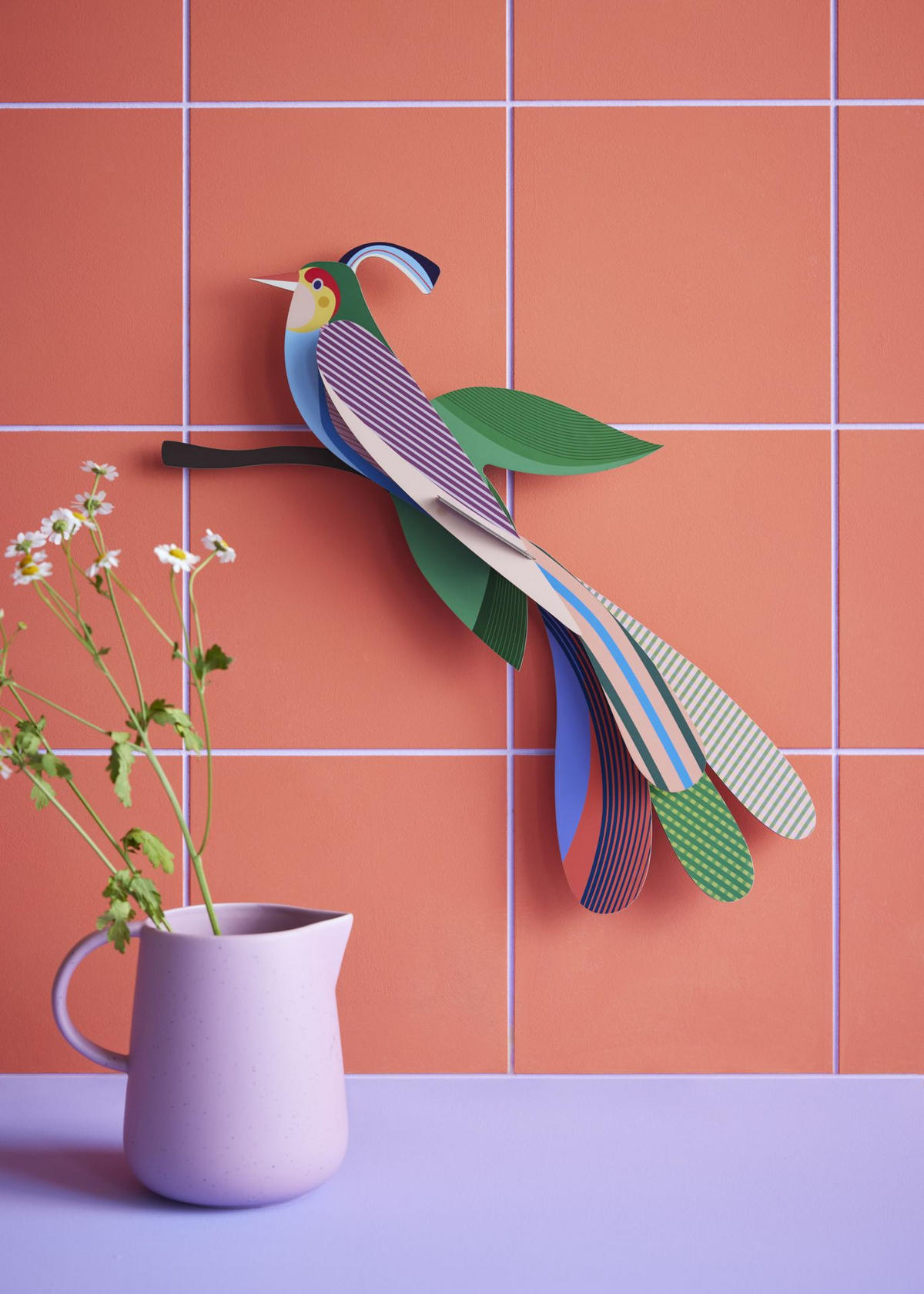 WANDDEKO Tropenvogel Maya 5.7/47.3 cm - Multicolor, Wellpappe (5.7/47.3/28cm) - KUNSTLOFT