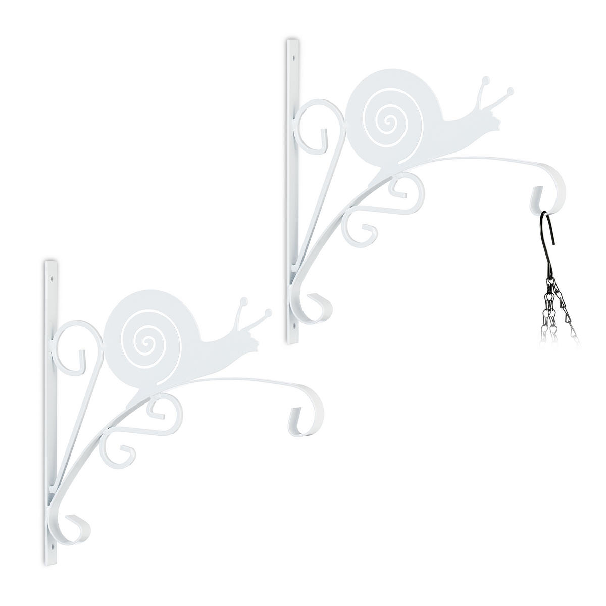 2XBLUMENAMPELHALTERUNG - Weiß, Metall (30.5/30/2cm) - Relaxdays