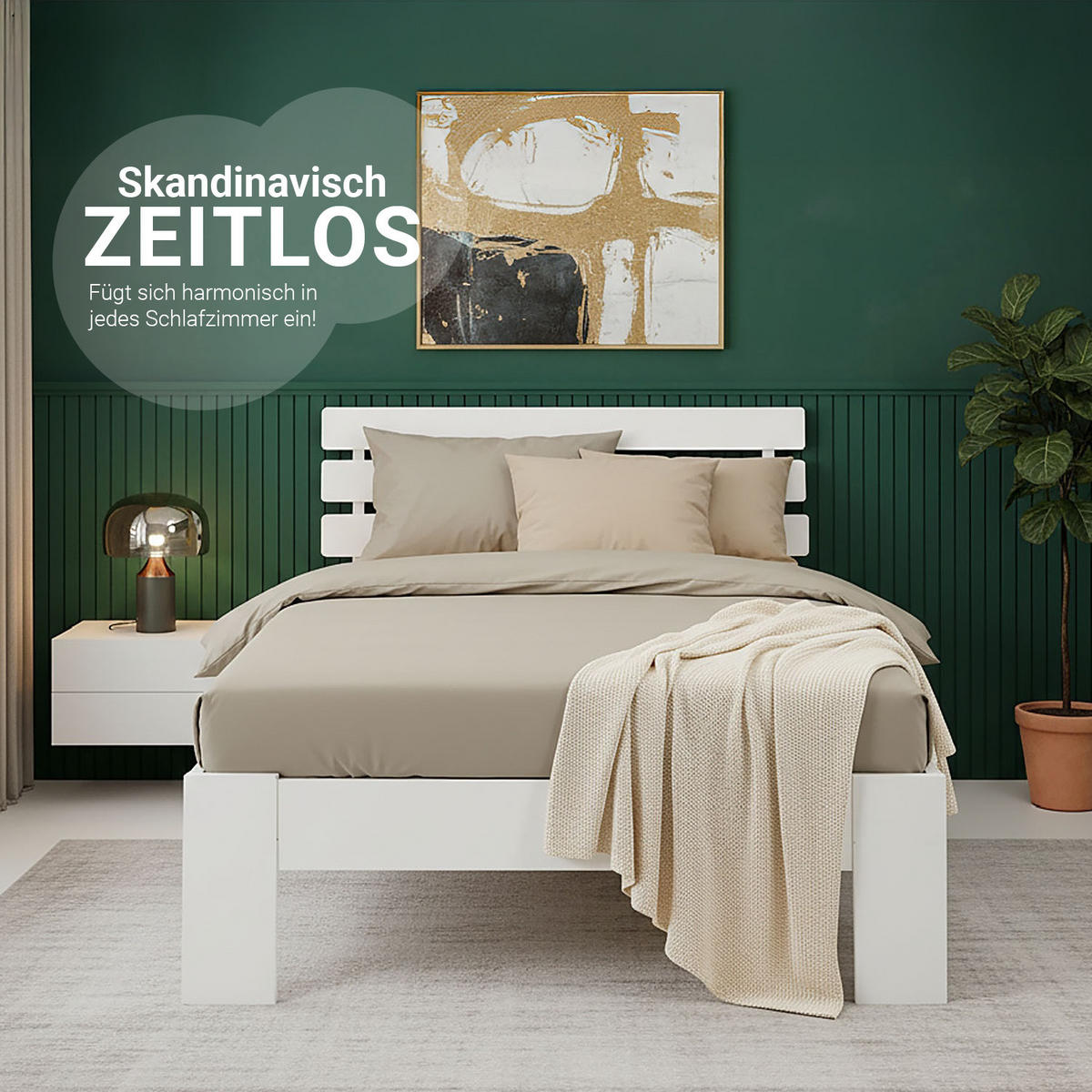 HOLZBETT Weiß 90/200 cm mit Lattenrost - Weiß, Holz (90/200cm) - Homestyle4u