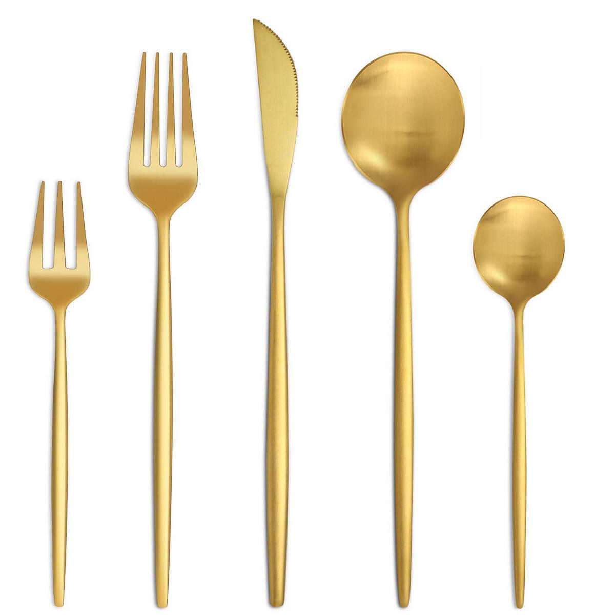 BESTECKSET 6 Personen 30-teilig Edelstahl, Spülmaschinenfest - Goldfarben, Metall - Kaket