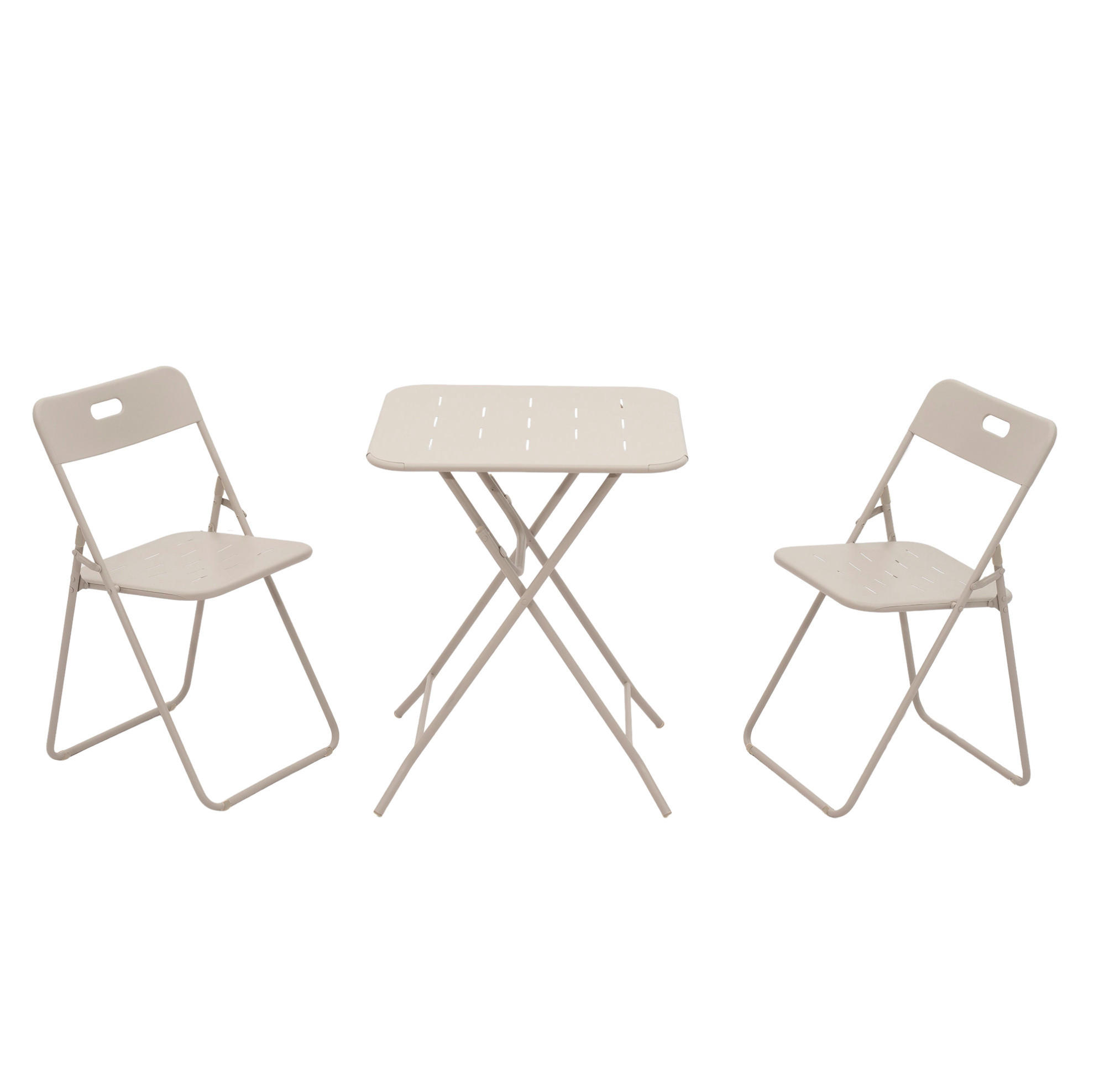 Modfu BALKONOVÝ bistro set z oceli 60x60x73 cm béžový skládací pro 2 osoby, 2 židle a stůl