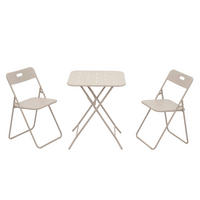 GARTENSET aus Stahl Tisch 60x60x73 cm, Stühle 45x43x76 cm Beige klappbar, pflegeleicht für 2 Personen - Beige, Metall - Modfu