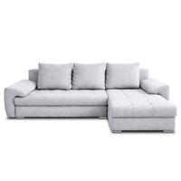 ECKSOFA L Form Manisa Hellgrau 234/145/83 cm Rechts mit Schlaffunktion - Silberfarben/Hellgrau, Kunststoff/Textil (234/145cm) - AX Living