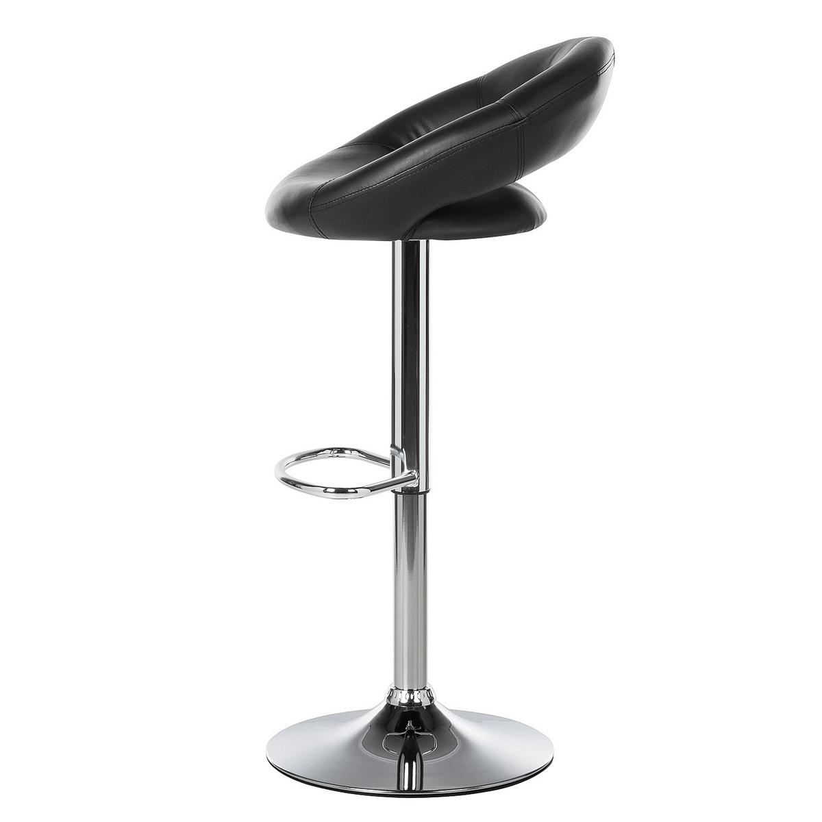 BARSTUHL - Metall / Kunstleder - Chromfarben/Schwarz, Leder/Kunststoff (55/82/51cm) - home24