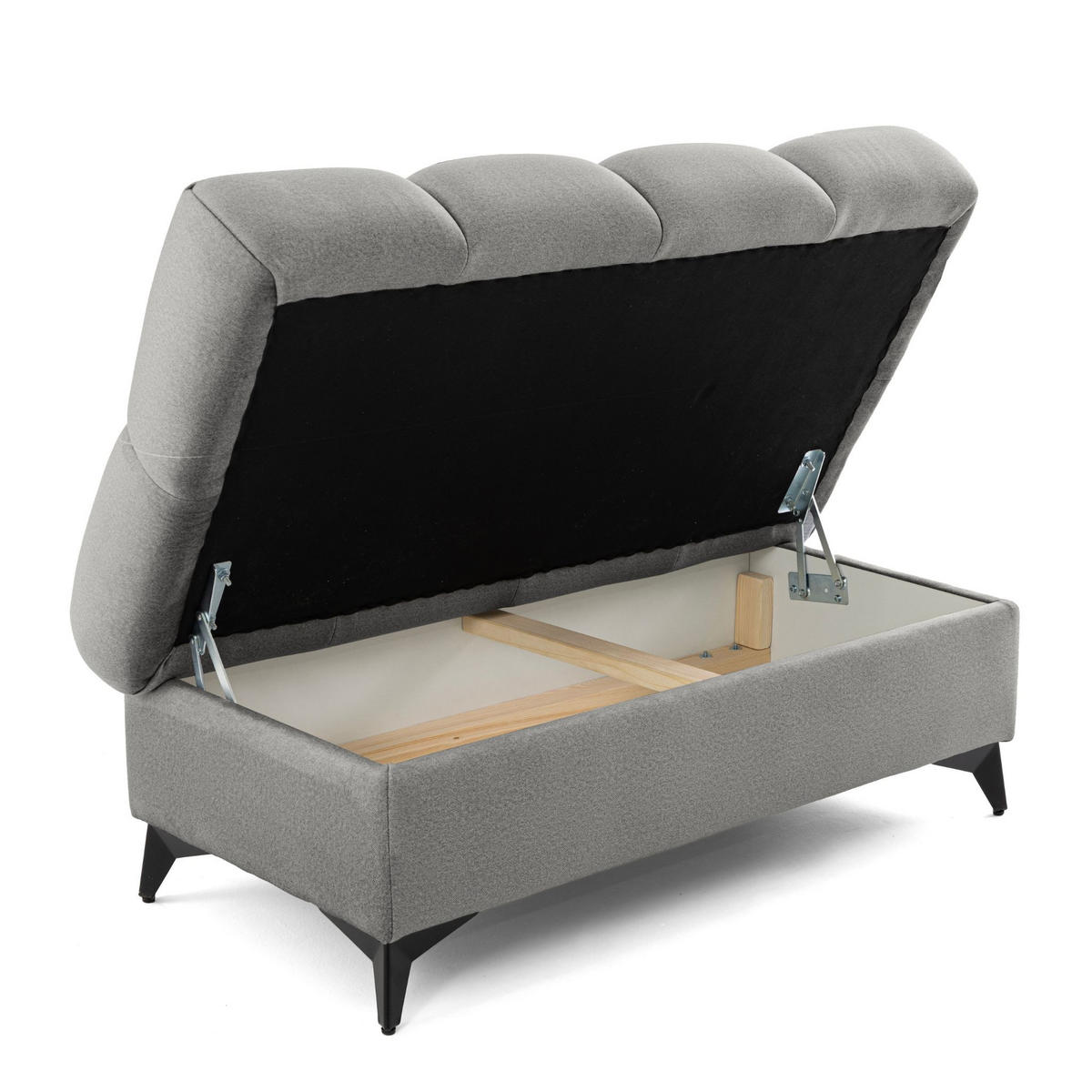 POUF PUDDING 110 x 60 cm Velours Grau - Schwarz/Grau, Holz/Textil (110/43/60cm) - Muffo